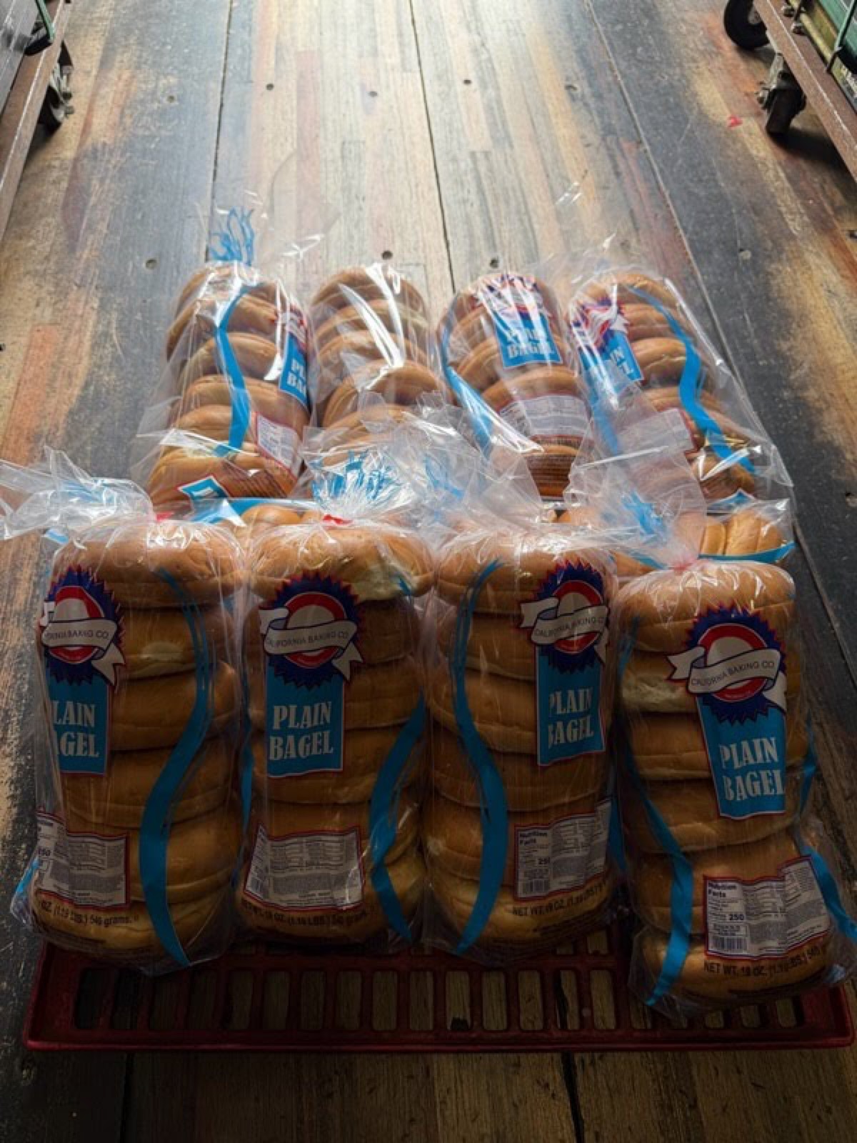 Plain bagels in delivery packaging